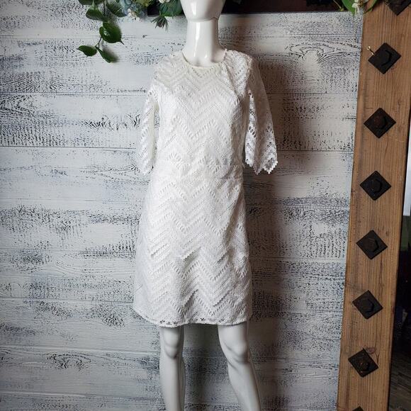 Maje Women’s Lace Asymmetrical Sleeves Rosalba Dress Size 3 US Large NEW - Picture 15 of 15